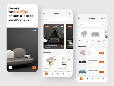 FURNITURA - Furniture Mobile App UI Kit app design architecture branding design furniture app homedesign illustration ios app design minimal mobile app mobile app design sofa trendy design ui ui kit uidesign userinterface ux wood