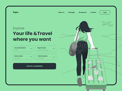 Traveling Landing Page Design design header hero image heroimage illustration landing landingpage minimal typography ui uidesign web webdesign website website design websitedesign