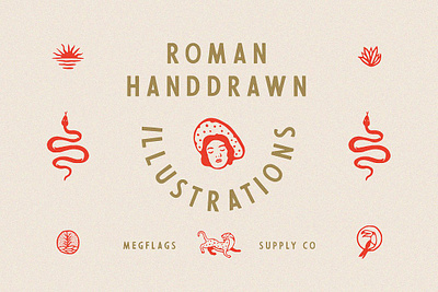 Roman Handdrawn #1 Shoot 1 badge design branding greece handdrawn illustration illustration pack old roman snake sun vintage