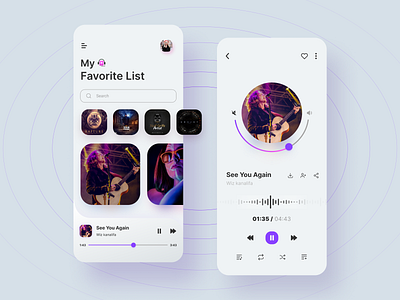 Music Player App app design clean design clean ui color ios app ios app design iphone app music app music app design music player app music player ui player app ui design ux design visual design