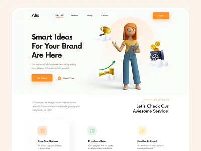 Grow your business- Landing Page bsinessdevewlopment businesslandingpage design illustration landing page landing page design landingpage minimalist modern design uiux web webdesign
