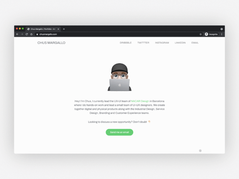 Memoji Landing branding clean ui landing page memoji portfolio ux