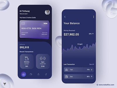 Mobile Bank App Design bank card design digital card finance financeapp fintech graphs investing investment investment app mobile mobile app design online online banking startup stocks trading trading app ui ux