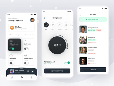 Smart Home App clean ui design home automation mobile app mobile ui remote control smart app smart devices smart home app smarthome ui ui design uiux ux uxdesign