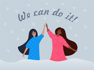 Feminism girls illustration black woman design female feminism five friends girls greeting handshake hug illustration march 8 meeting women fashion