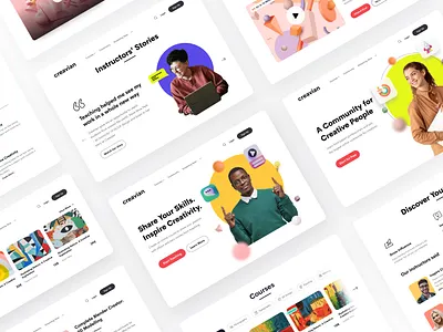 Online learning platform for creative community design e learning flat minimal mockup modern online learning ui ux web website