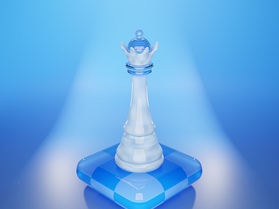 Queen 3D 3d blender blue chess design diamond glass illustration inspiration light piece queen sky white