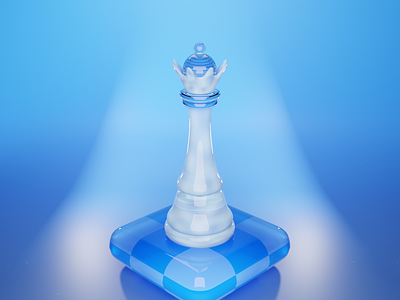 Queen 3D 3d blender blue chess design diamond glass illustration inspiration light piece queen sky white