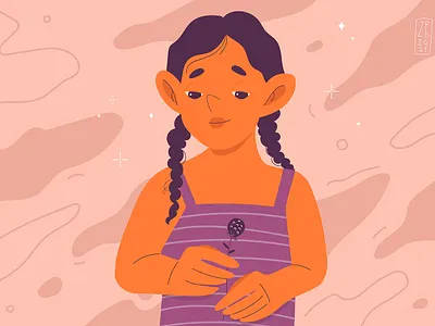 flower flower girl girl character girl illustration hands illustration sky