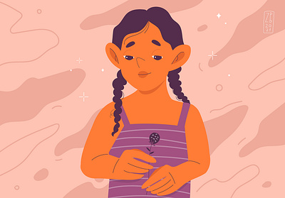 flower flower girl girl character girl illustration hands illustration sky