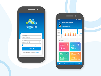 AgamEdu app- UI/UX Case Study admission app case study coaching concept dashboard design education enquiry exam graphs institutional login main screen product design signin statistics ui uiux ux