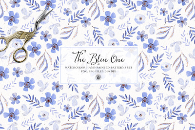 The blue one patterns - watercolor patterns fabrics floral pattern seamless pattern watercolor pattern