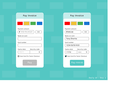 Pay Invoice through credit card app credit card credit card payment credit card paymet creditcard daily100challenge dailyui dailyui002 dailyuichallenge design invoice minimal ui ui design