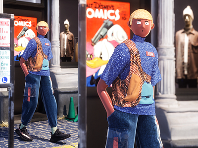 stand on the street 3d art c4d clothes design illustration marvelous designer octanerender person poster