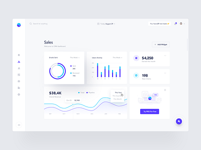 Sales Dashboard admin analytics app chart clean crm dashboard data design graph interface minimal panel product design report statistics stats ui ux web