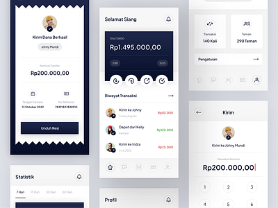 Banking App (More Screens!) app banking business clean currency design ewallet finance fintech icon interface mobile money payment receipt simple statistic transfer ui wallet