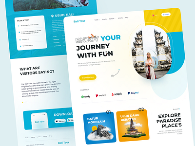 🚀 Tourism Landing Page bali blue design destination landing page discovery explore landing landing page landing page design landingpage paradise tour tour landing page tourism tourism landing page tourist trip web web design yellow