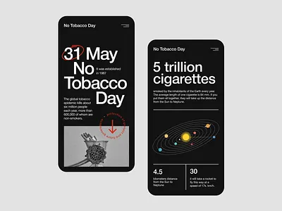 No Tobacco Day Mobile cigarette concept design figma fonts helvetica minimal minimalism mobile mobileconcept nosmoking smoking ui ux uxui web website