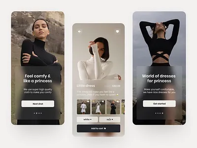 Clothing shop app concept aesthetic app design beauty beige classy clothes dress dresses e commerce app e shop elegant fashion glassmorphism light theme mobile ui princess shop style uidesign woman