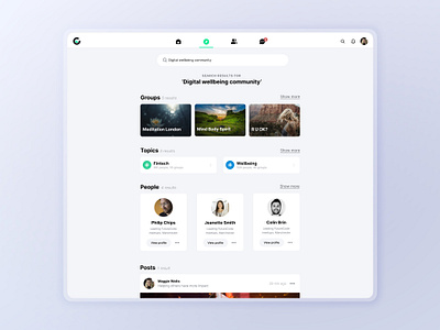 Community Lab Search Results app community app design search search results searching ui web website website design website designer