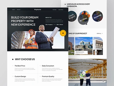 Uphome - Construction Landing Page [LIVE🔥] architect architecture builder building clean company company profile construct construction contractor faq home house landing page property real estate saas web web design website design