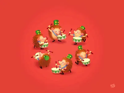 Drum Circle character christmas christmas card illustration