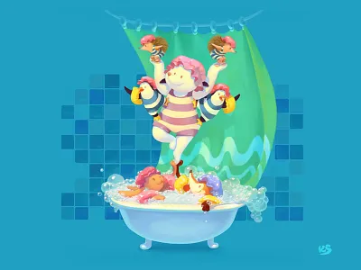 Swim Team character illustration kids illustration