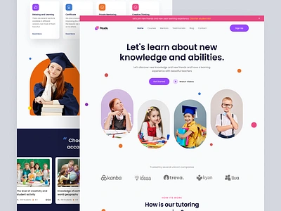 Childhood Education Landing Page child education childhood course education homepage landing page learning learning platform online class online education online learning school skills student study training ui uiux web design website