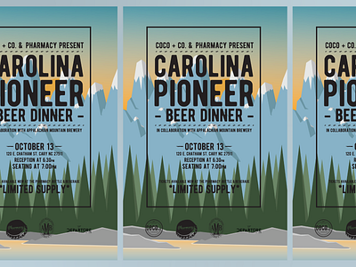 Carolina Pioneer Beer Dinner Poster branding design illustration logo poster tickets