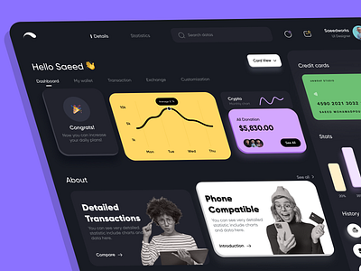 Finance - Dashboard analytics app bank clean dashboard finance financial fintech graph investment money stats transaction ui uidesign uiux user interface ux wallet web app