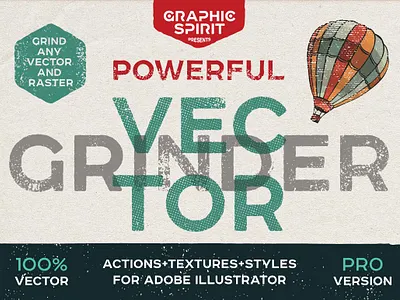 Vector GRINDER Toolkit Actions actions clipping cutout dots effect grinder grunge halftone hipster illustrator knockout mask old opacity retro textures toolkit vector vintage wood