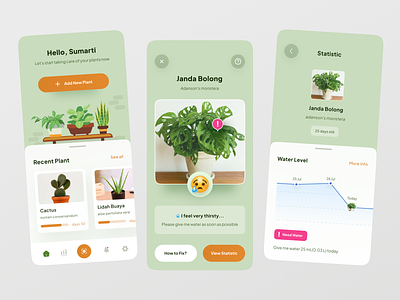 Plant Mobile Apps 🌱 android chart clean design flower garden green infographic ios leaf mobile phone plant scan statistic ui ux water