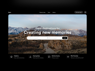 Stayx Landing Page booking ui cabins camping landing page landing page ui travel website travelling ui design vacation ui website design