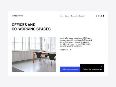 Spot co-working landing page app flat minimal ui ux web web design
