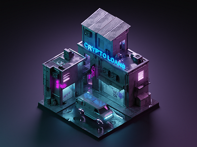 Cryptopunk 3d 3dillustration blender blender3d crypto cyberpunk diorama isometric isometric art isometric illustration