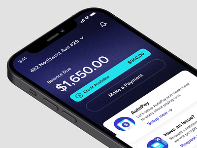 Tenant Portal Mobile App autopay design gradient icon design illustration landlord maintenance mobile app pay rent payment pms property management real estate resident responsive software tenant ui work order