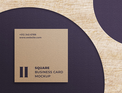 Top View Square Business Card Mockup business card design luxury mockup paper plywood purple square style top view velvet wood