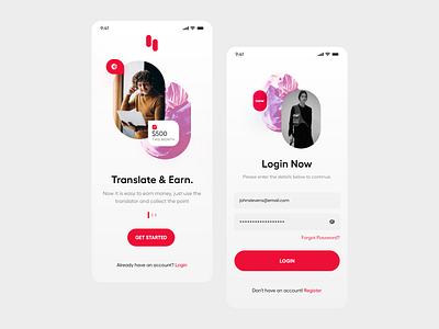 App UI app development company app ui app uiux card ui login login design login page login screen mobile app mobile ui onboarding product design signup translate typography ui user experience user interface ux white app