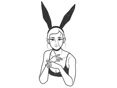 girl black and white bunny cartoon character character design comic drawing illustration line magic minimal monochrome pencil procreate simple