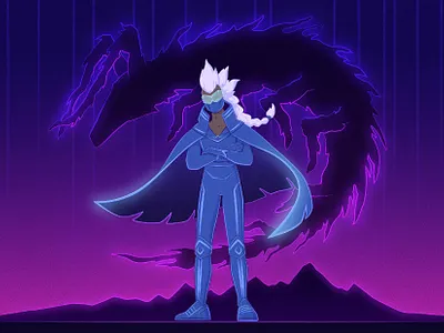 Sky cyberpunk character character design design flat illustration game art illustration sky vector