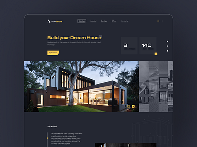 TrustEstate - Real Estate Website Concept architecture building clean construction construction company home page interface interior landing page minimal modern design property real estate real estate agency renovation rental ui ui design ux web design