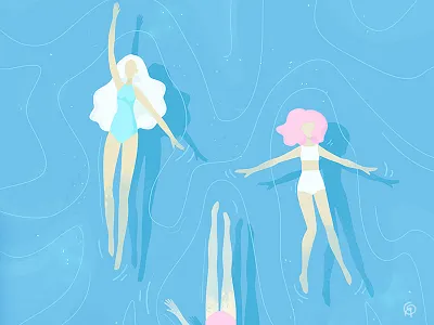Swimming Pool and Girls. Illustration girl ocean sea summer swimming swimming pool water woman