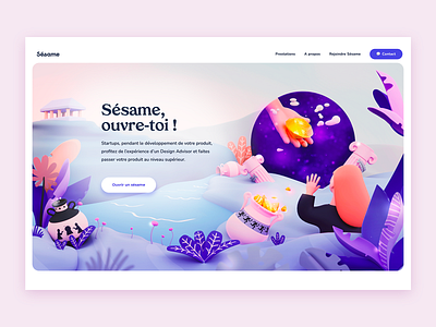 Sesame landing page hero section brand brand design brand identity