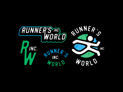 Runner's World INC. - Logo Suite design designer illustration logo logo design logodesign logos logotype minimalism minimalist minimalistic run runner runners running running app typeface wordmark wordmark logo