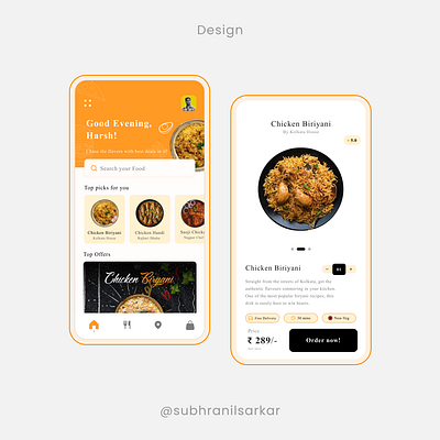 Biriyani Cravings app flat minimal ui ux