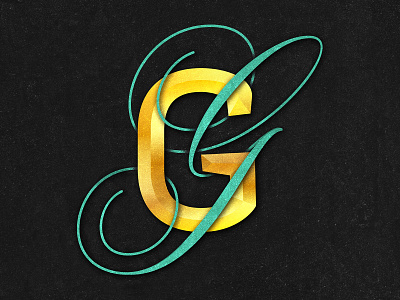 G cursive g gold illustration lettering logo logo design matt vergotis verg