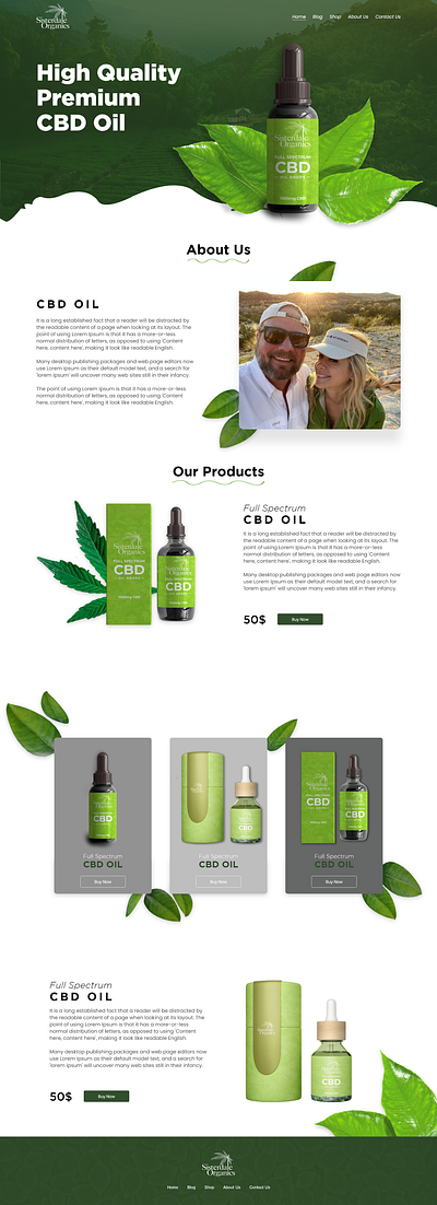 CBD Oil Landing Page branding design web