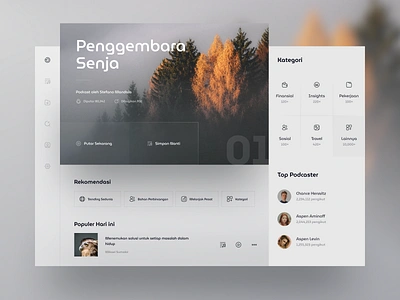 Podcast App Exploration app card cards dashboard desktop glass icons mac minimal music player podcast responsive web windows