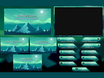 Twitch - Night Sky Themed Stream Overlay Package Calm Overlays design etsy night night sky stream overlay streaming twitch twitch alerts twitch overlays twitch panels