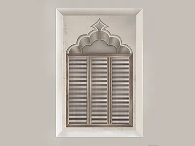 Heritage window 3d art decoration design drawing illustration old ornament photoshop window